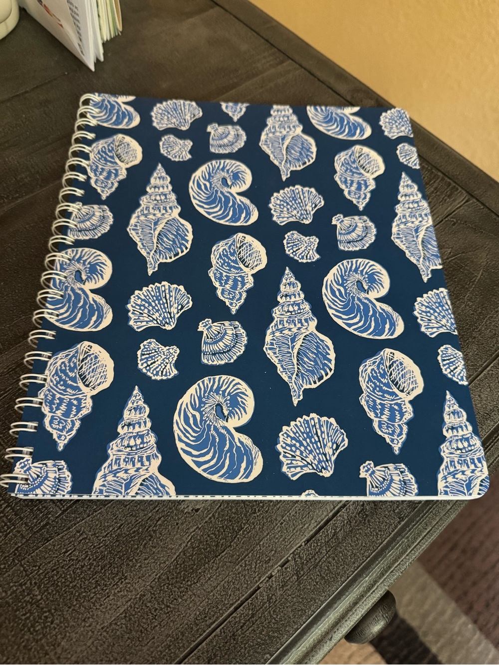Lilly Pulitzer college ruled Spiral Notebook - Navy with White Shell Pattern